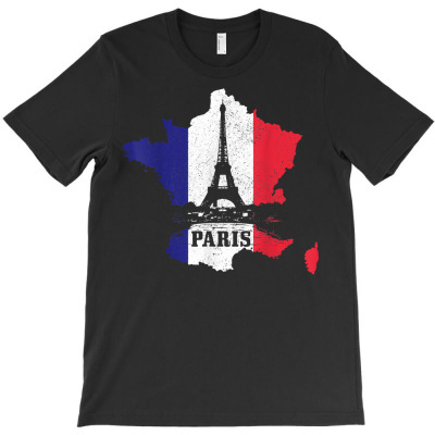Paris Eiffel Tower France French Flag Vintage Souvenir T Shirt T-shirt Designed By Crichto