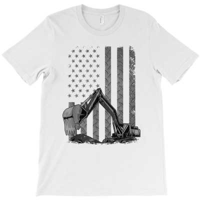 Patriotic Construction Worker Excavator Operator Digger Cool T Shirt T-shirt Designed By Crichto
