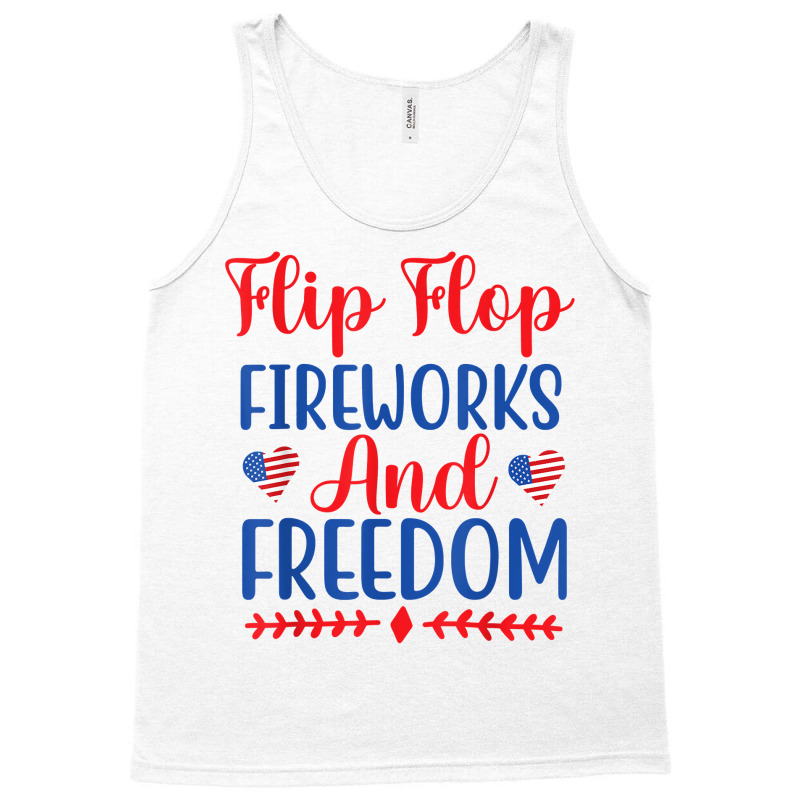 Flip Flops Fireworks And Freedom American Flag 4th Of July T Shirt Tank Top | Artistshot