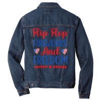 Flip Flops Fireworks And Freedom American Flag 4th Of July T Shirt Men Denim Jacket | Artistshot