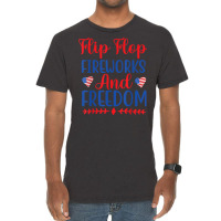 Flip Flops Fireworks And Freedom American Flag 4th Of July T Shirt Vintage T-shirt | Artistshot