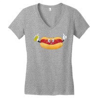 Hotdogs Mustard Sausage Lover Funny Hotdog Sandwich Grunge T Shirt Women's V-neck T-shirt | Artistshot