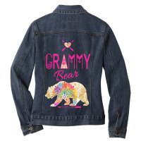 Bear Grammy Bear Tribal Mandala Family Vacationcamping Design 565 Pola Ladies Denim Jacket | Artistshot