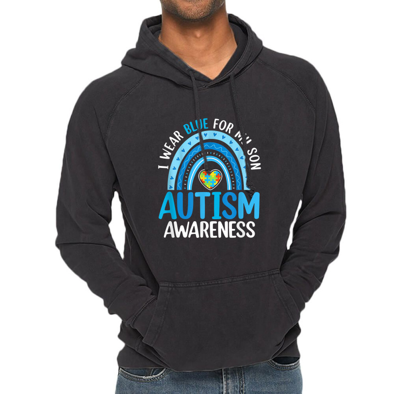 Rainbow I Wear Blue For My Son Autism Awareness Vintage Hoodie | Artistshot