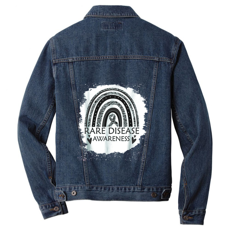 Rare Disease Awareness Bleached Rainbow Zebra Ribbon Men Men Denim Jacket | Artistshot