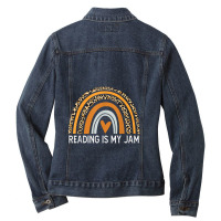 Read Teacher Rainbow Leopard Reading Is My Jam Ladies Denim Jacket | Artistshot