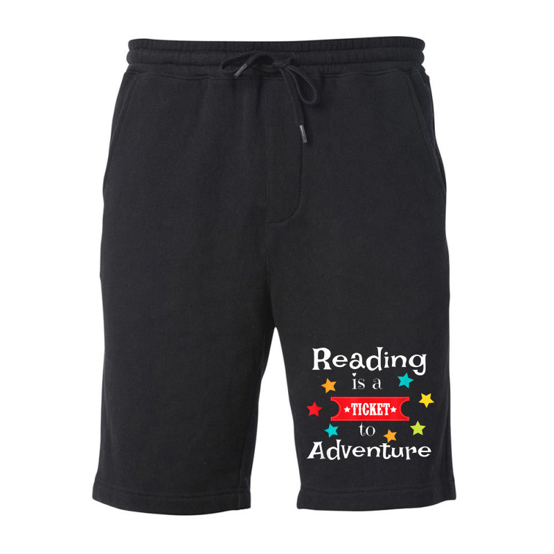 Reading Is A Ticket To Adventure Fun Book School Fleece Short | Artistshot