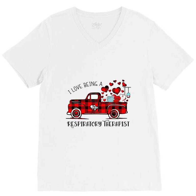 Respiratory Therapist Rt Valentines Buffalo Plaid Truck V-neck Tee | Artistshot