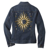 Moon Sun Celestial Body Astrology Space Science Astronomy T Shirt Ladies Denim Jacket | Artistshot