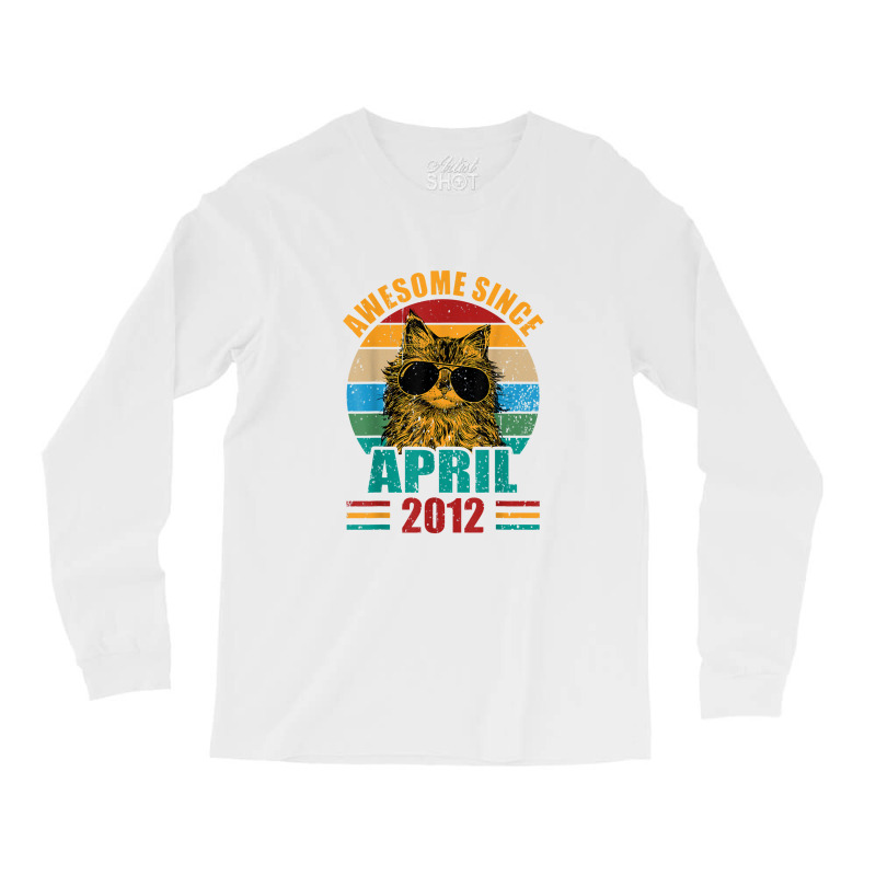 Retro Awesome Since April 2012 10th Birthday 10 Years Old Long Sleeve Shirts | Artistshot