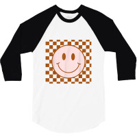 Retro Happy Face Smiley Face Checkered Pattern Trendy 3/4 Sleeve Shirt | Artistshot