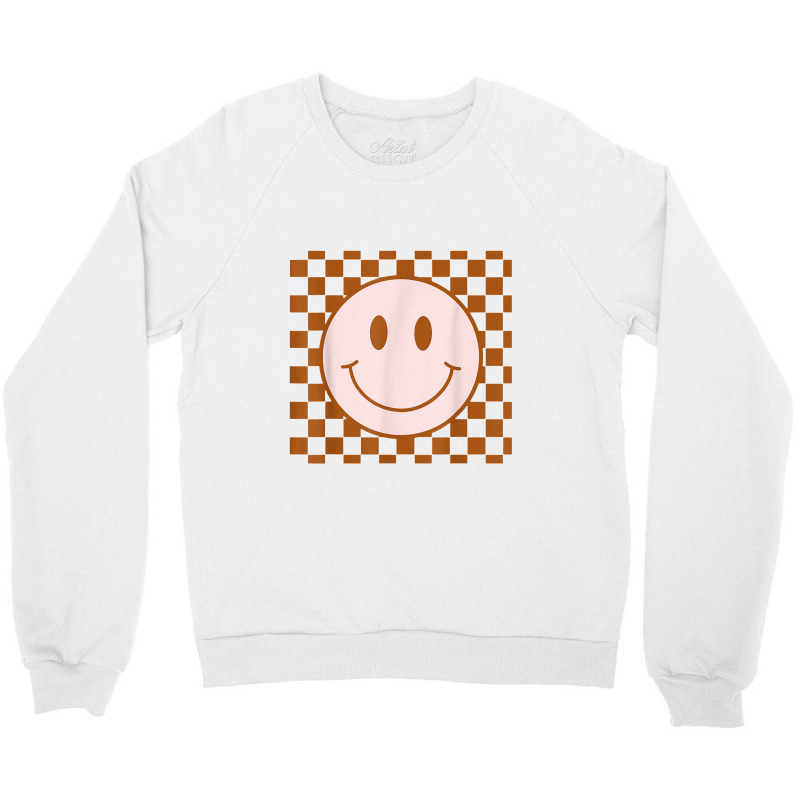 Retro Happy Face Smiley Face Checkered Pattern Trendy Crewneck Sweatshirt | Artistshot