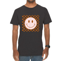 Retro Happy Face Smiley Face Checkered Pattern Trendy Vintage T-shirt | Artistshot