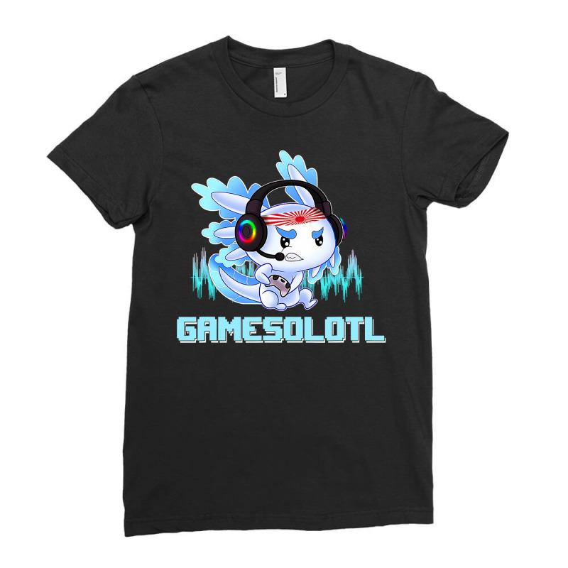 Axolotl Gaming Boy Gamesolotl Gamer Axolotl Playing Video Games 91 Ladies Fitted T-Shirt by circularflap | Artistshot