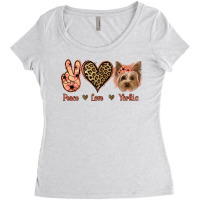 Peace Love Yorkie Design Women's Triblend Scoop T-shirt | Artistshot