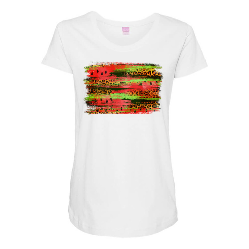 Watermelon Leopard Brushstroke Maternity Scoop Neck T-shirt | Artistshot