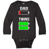 Mens Tired Dad Low Battery Twins Full Charge Funny Gift T Shirt Long Sleeve Baby Bodysuit | Artistshot