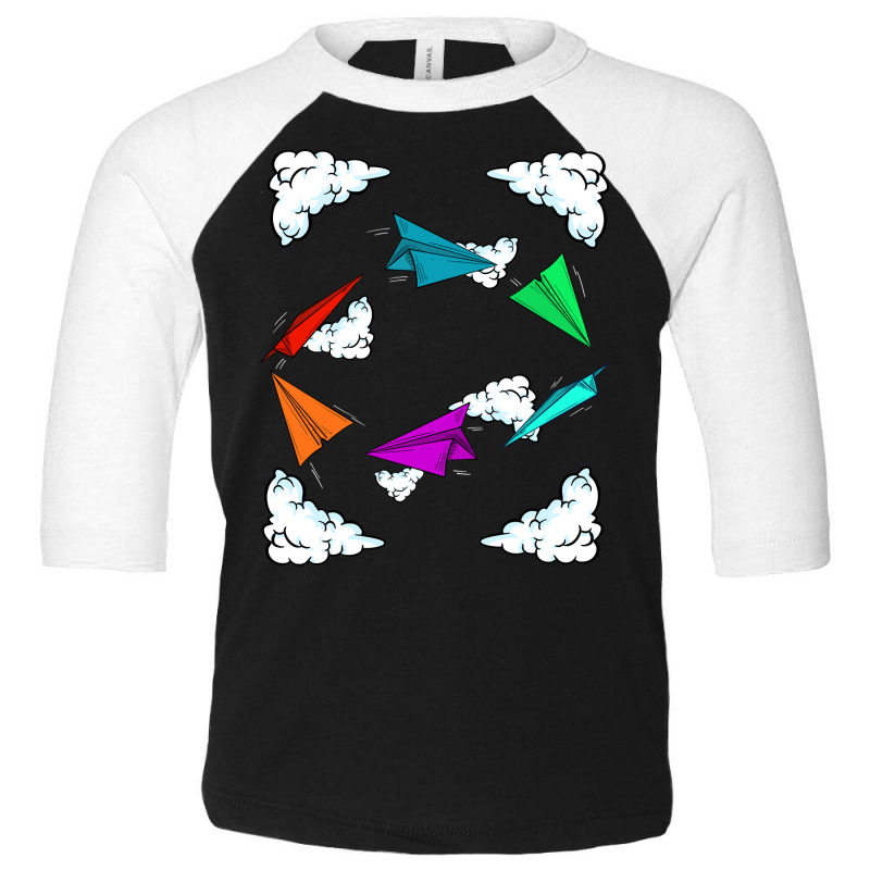 Cool Kids Colorful Paper Plane  Funny Origami Airplane Gift Long Sleev Toddler 3/4 Sleeve Tee | Artistshot