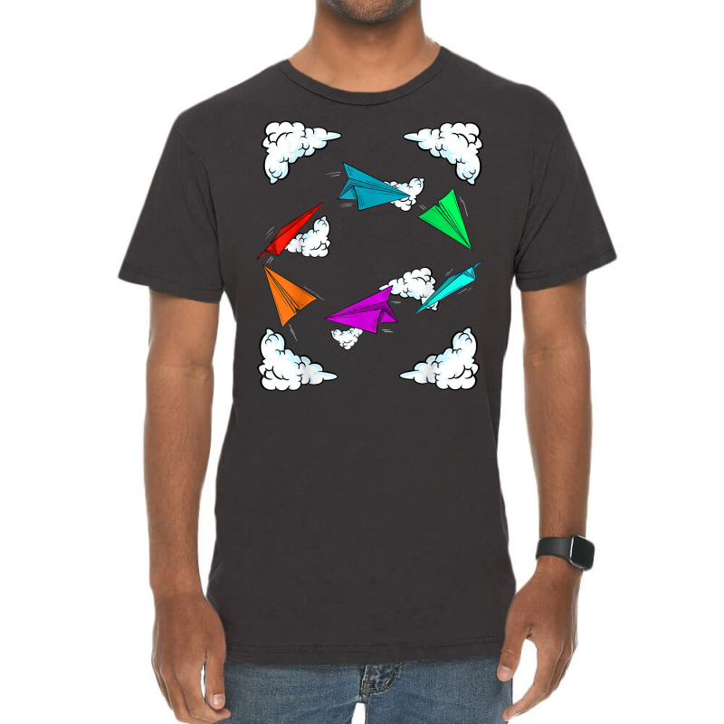 Cool Kids Colorful Paper Plane  Funny Origami Airplane Gift T Shirt Vintage T-shirt | Artistshot