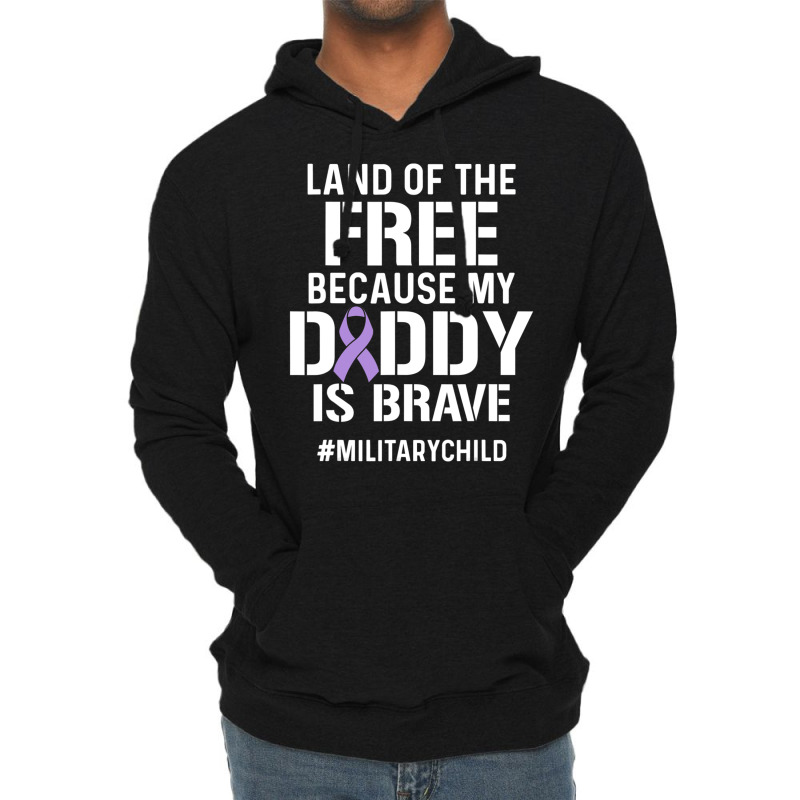 Military Child Month Purple Up Free Brave Dad Pride T Shirt Lightweight Hoodie | Artistshot