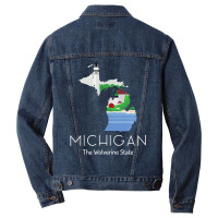 Michigan Proud State Motto The Wolverine State T Shirt Men Denim Jacket | Artistshot