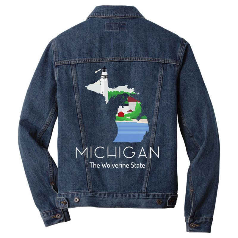 Michigan Proud State Motto The Wolverine State T Shirt Men Denim Jacket | Artistshot