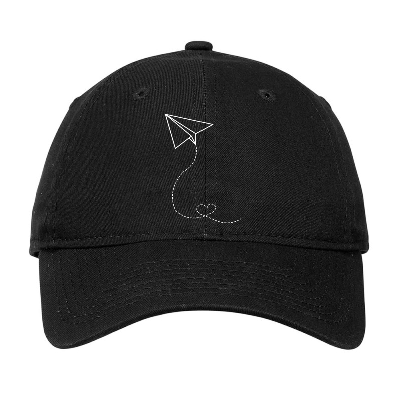 Flying Paper Airplane Trail Heart  Cool Paper Plane Lover Sweatshirt Adjustable Cap | Artistshot