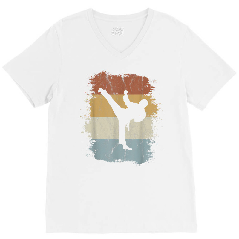 Yeop Chagi 80s Retro Taekwondo Side Kick Silhouette T Shirt V-Neck Tee by marshall0976 | Artistshot