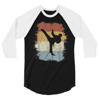 Yeop Chagi 80s Retro Taekwondo Side Kick Silhouette T Shirt 3/4 Sleeve Shirt | Artistshot