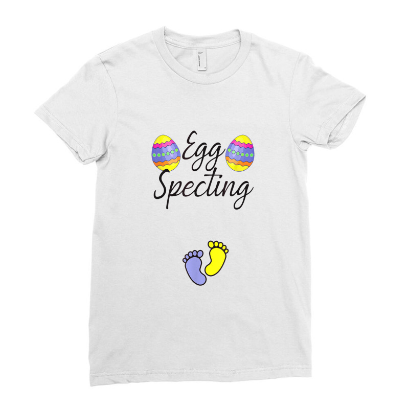 Somebunny Is Eggspecting Bunny Ears Easter Pregnancy Reveal Ladies Fitted T-Shirt by duniaperi | Artistshot