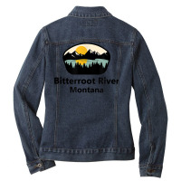 Bitterroot River Montana Mt City State Tourist Souvenir Gift T Shirt Ladies Denim Jacket | Artistshot