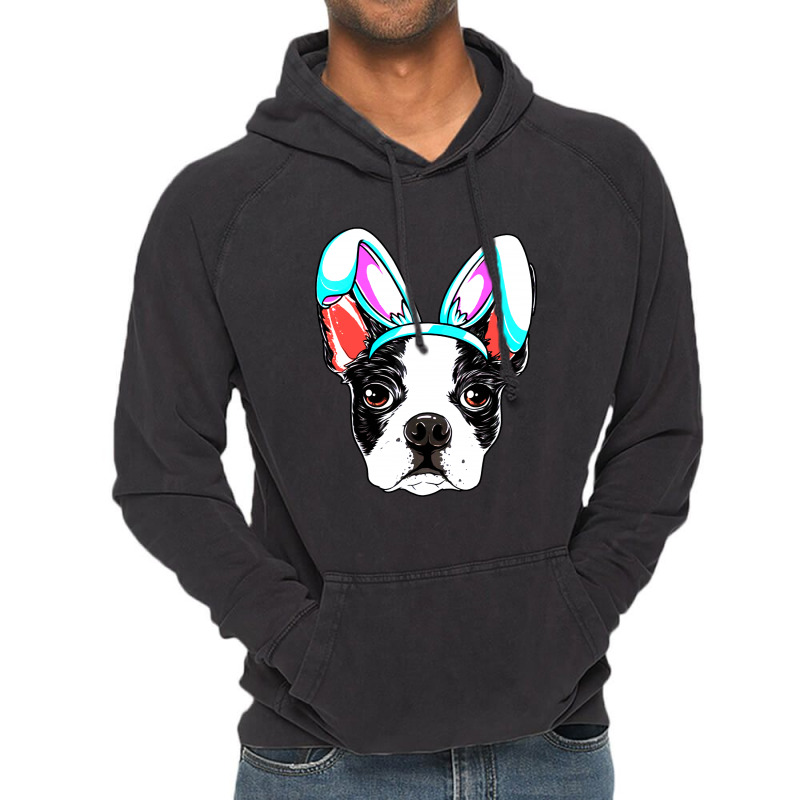 Boston Terrier Easter Bunny Ears Funny Boys Vintage Hoodie | Artistshot