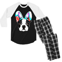 Boston Terrier Easter Bunny Ears Funny Boys Men's 3/4 Sleeve Pajama Set | Artistshot