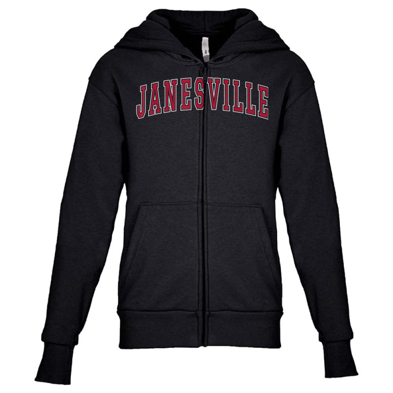 Janesville Wisconsin Souvenir Sport College Style Text T Shirt Youth Zipper Hoodie by abrellkfhanog8 | Artistshot