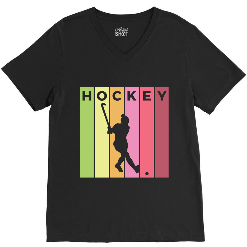 Hockey Silhouette Sport Activity Vector Graphic V-neck Tee | Artistshot