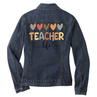 Teacher Life Is A Work Of Heart Men Women Teacher T Shirt Ladies Denim Jacket | Artistshot