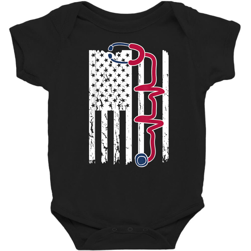 Patriotic American Registered Nurse Usa Flag 4th Of July T Shirt Baby Bodysuit | Artistshot