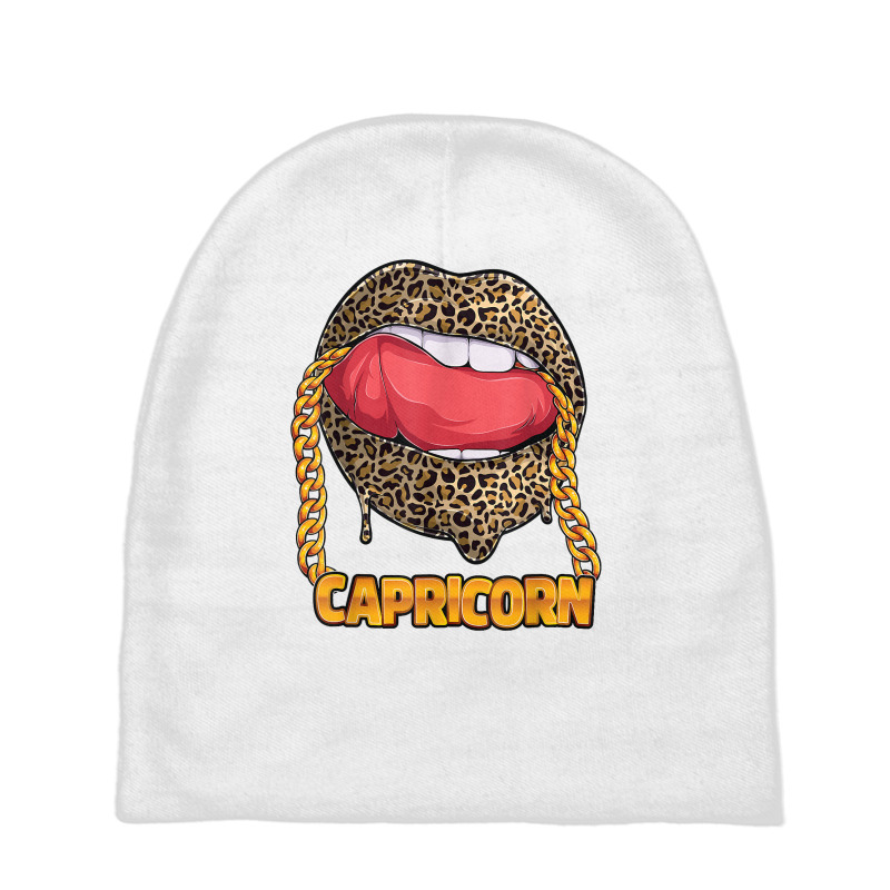 Capricorn Girl Juicy Lips Leopard Print Astrology Zodiac T Shirt Baby Beanies | Artistshot