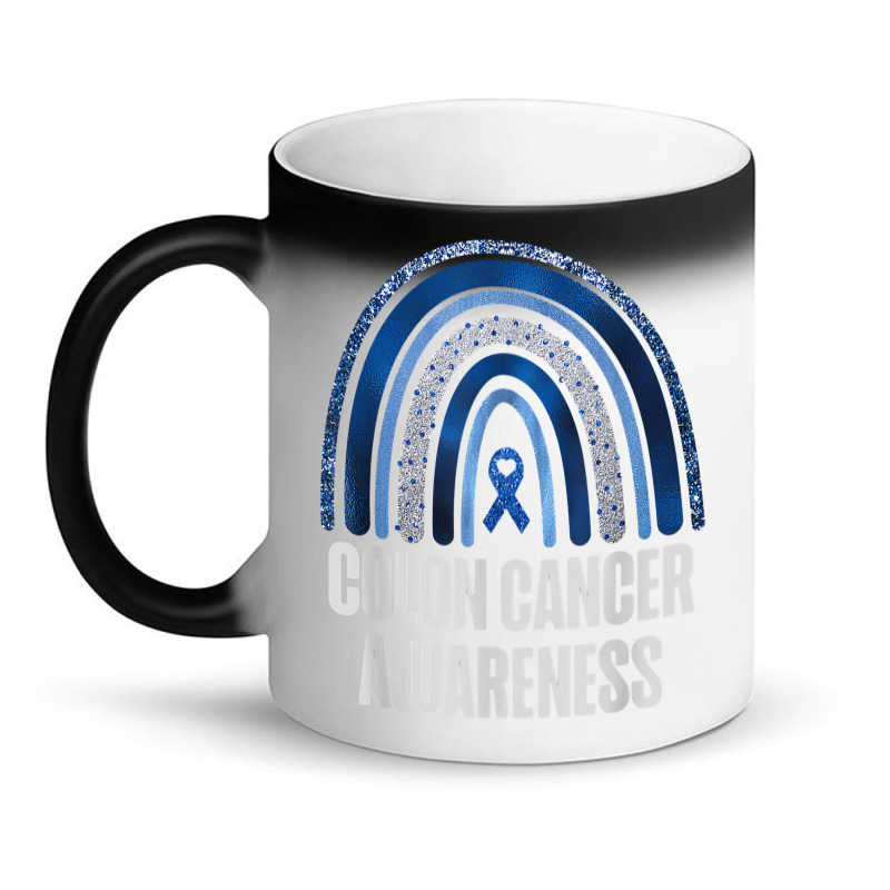 Colon Cancer Awareness Blue Ribbon And Rainbow Trending T Shirt Magic Mug | Artistshot