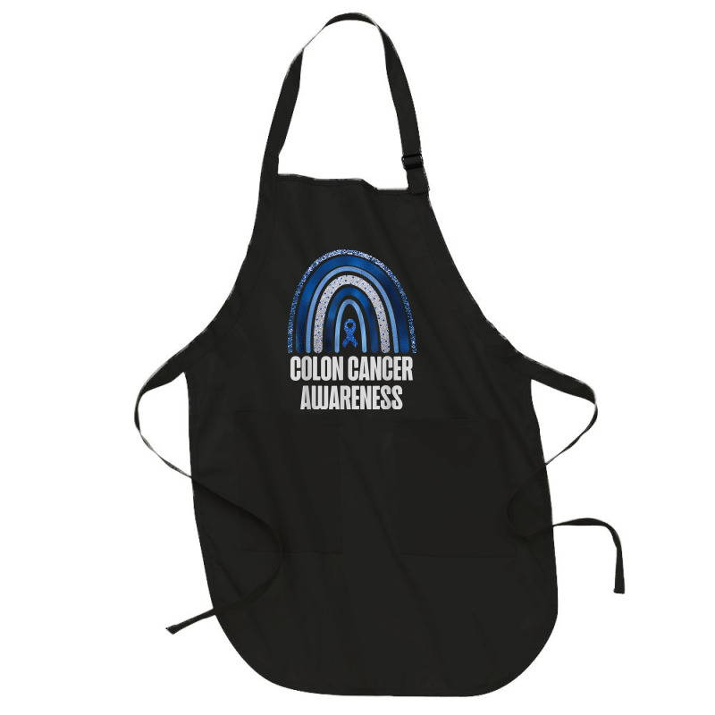 Colon Cancer Awareness Blue Ribbon And Rainbow Trending T Shirt Full-length Apron | Artistshot