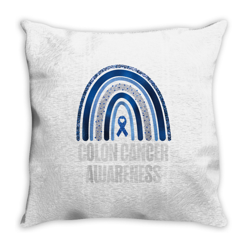 Colon Cancer Awareness Blue Ribbon And Rainbow Trending T Shirt Throw Pillow | Artistshot