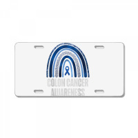 Colon Cancer Awareness Blue Ribbon And Rainbow Trending T Shirt License Plate | Artistshot