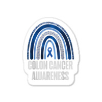 Colon Cancer Awareness Blue Ribbon And Rainbow Trending T Shirt Sticker | Artistshot