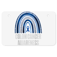 Colon Cancer Awareness Blue Ribbon And Rainbow Trending T Shirt Atv License Plate | Artistshot