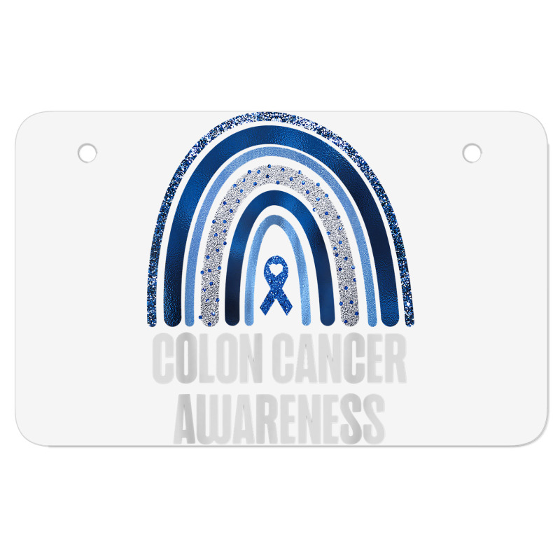 Colon Cancer Awareness Blue Ribbon And Rainbow Trending T Shirt Atv License Plate | Artistshot