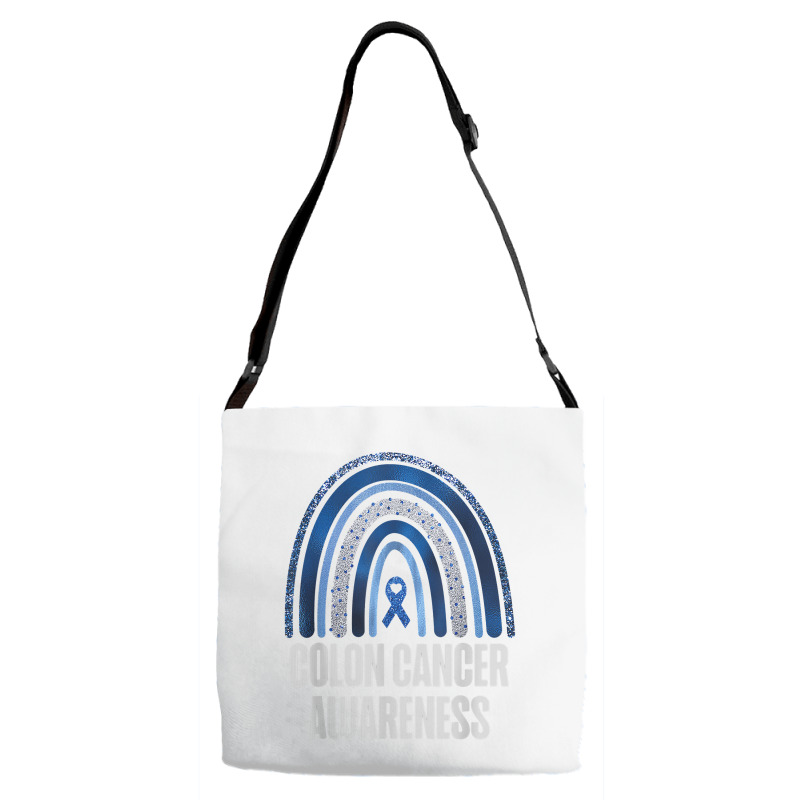 Colon Cancer Awareness Blue Ribbon And Rainbow Trending T Shirt Adjustable Strap Totes | Artistshot