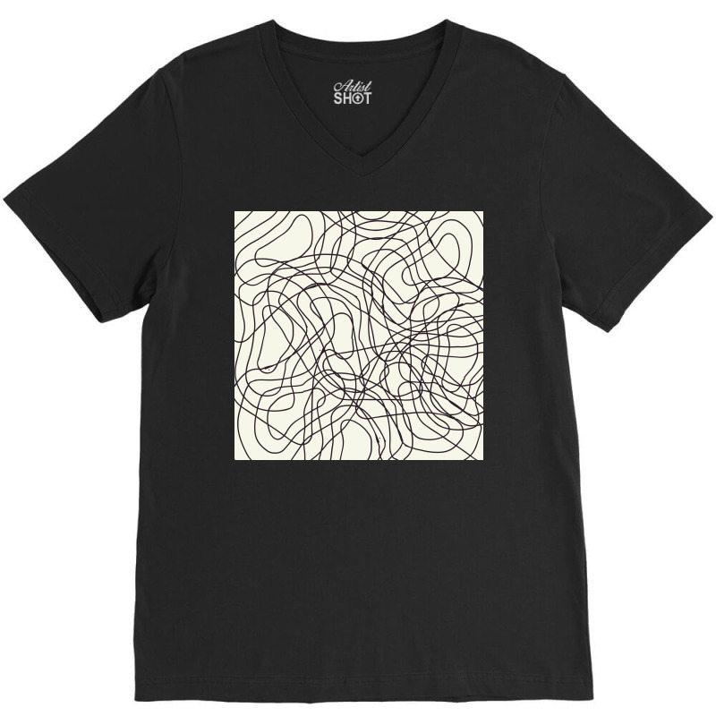 Abstract Doodle Lines Seamless Curve Pattern V-neck Tee | Artistshot