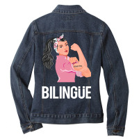 Maestra Bilingue Bilingual Spanish Teacher Long Sleeve T Shirt Ladies Denim Jacket | Artistshot