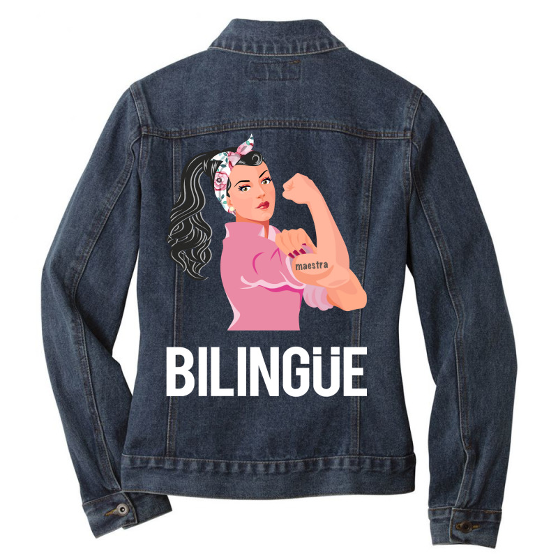 Maestra Bilingue Bilingual Spanish Teacher Long Sleeve T Shirt Ladies Denim Jacket by longduong89 | Artistshot