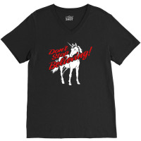 Don't Stop Believing Unicorn V-neck Tee | Artistshot